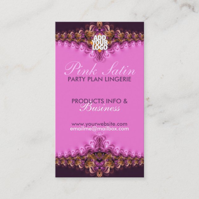Pink Satin Lace Lingerie Party Business Cards (Front)