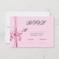 Pink Satin Ribbon Simple Wedding RSVP