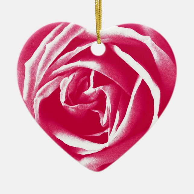 Pink satin rose print ceramic tree decoration (Front)