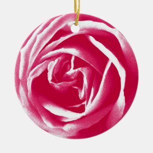 Pink satin rose print ceramic tree decoration