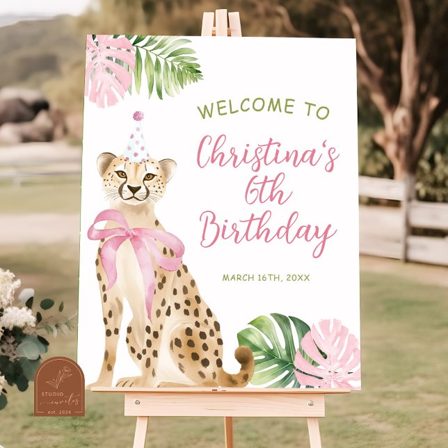 Pink Savanna Cheetah Welcome Sign (Creator Uploaded)