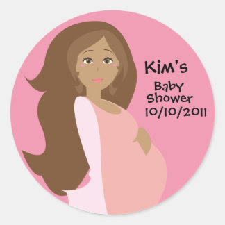 Pink Save The Date Baby Shower Round Sticker