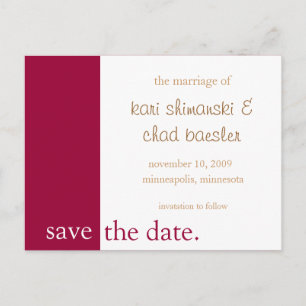 pink save the date modern announcement postcard