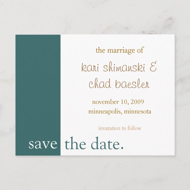 pink save the date modern announcement postcard (Front)