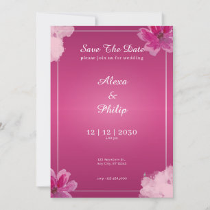 Pink Save The Date Wedding Elegant Modern Invitation
