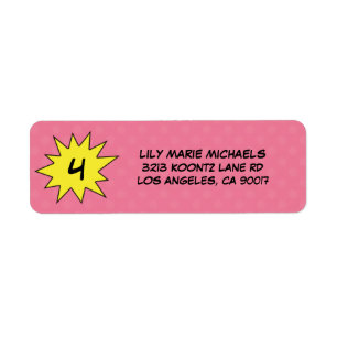 Pink Save the Day Superhero Return Address Labels
