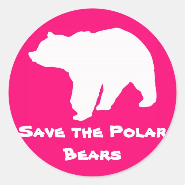 Pink Save the Polar Bears Stickers (Front)