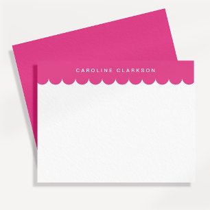 Pink Scallop Border Modern Stationery note card