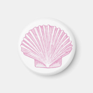 Pink Scallop Shell Coastal Magnet