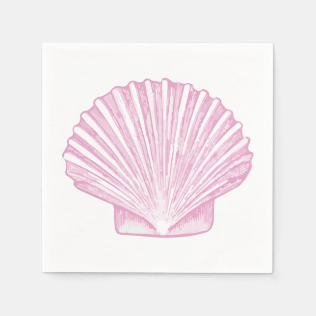 Pink Scallop Shell Coastal Napkin (Front)