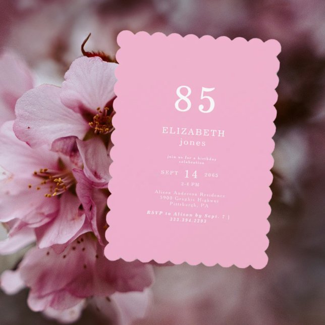 Pink Scalloped 85TH Birthday Party Invitation (Creator Uploaded)