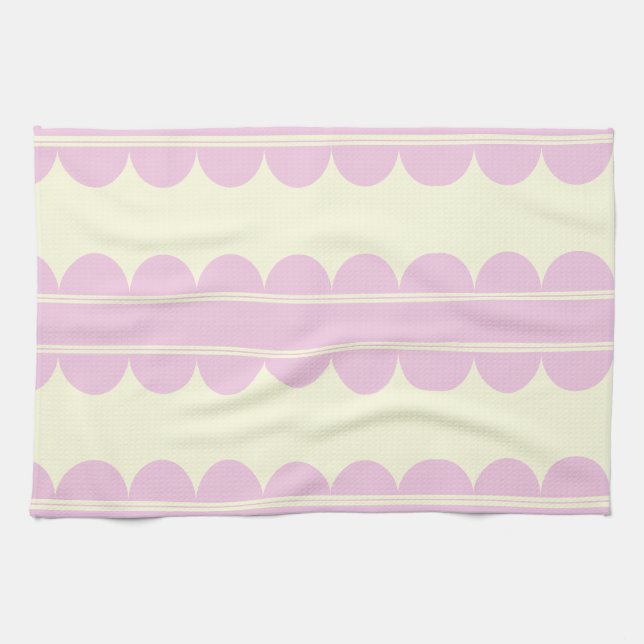 Pink Scalloped Motif Tea Towel (Horizontal)