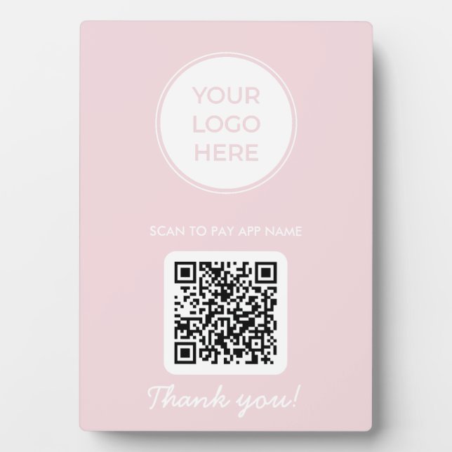 Pink Scan Me To Pay QR Code Plaque (Front)