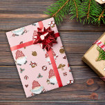 Pink Scandi Christmas Gnomies  Wrapping Paper<br><div class="desc">Pink Scandi Christmas Gnomies Wrapping Paper</div>