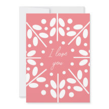Pink Scandinavian folk art "I love you" card