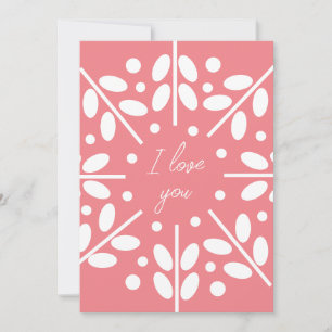Pink Scandinavian folk art "I love you" card