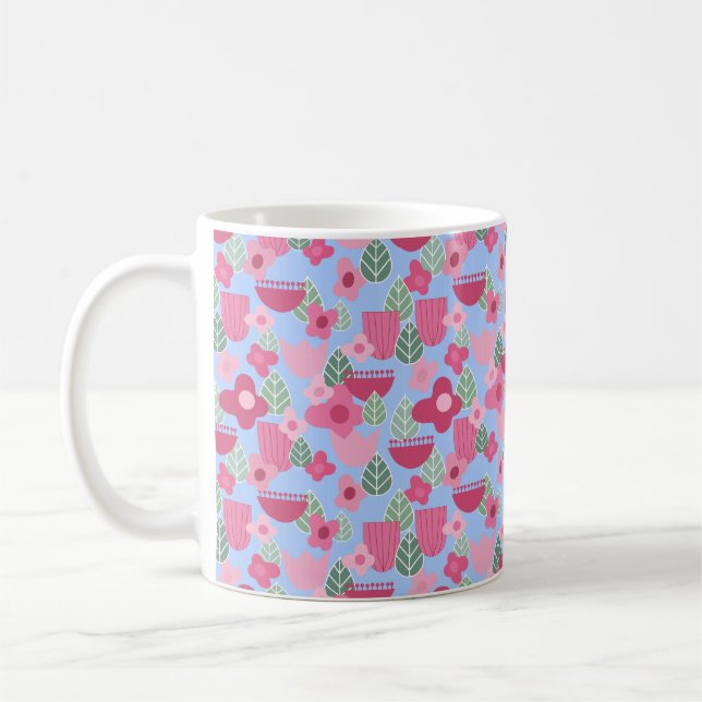 Pink Scandinavian Spring Coffee Mug (Left)