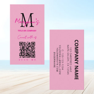 Pink Scannable QR Code Business Logo Business Card
