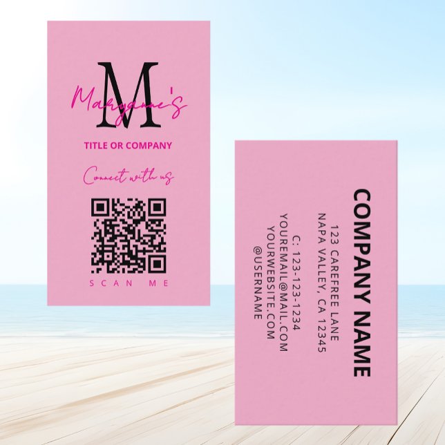 Pink Scannable QR Code Business Logo Card (Creator Uploaded)