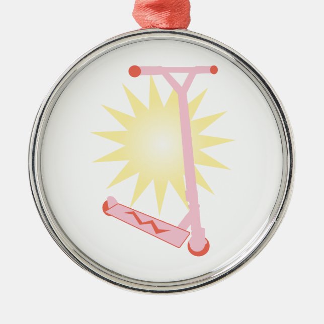 Pink Scooter Metal Tree Decoration (Front)