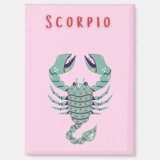 Pink Scorpio, zodiac, star sign Magnet (Front)