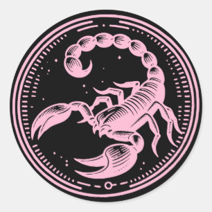 Pink Scorpion Astrology Zodiac Sign Scorpio Classic Round Sticker