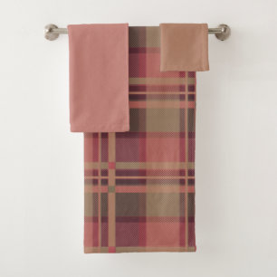 Pink Scottish Lady Tartan Pattern Bath Towel Set