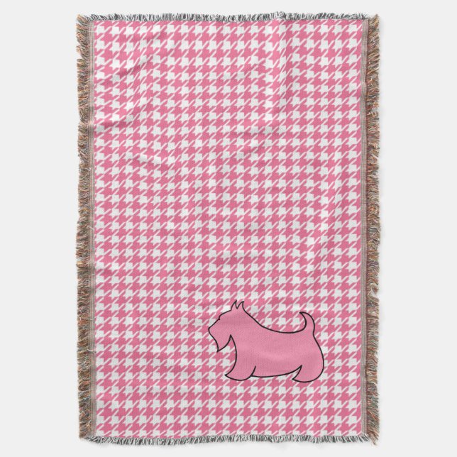 Pink Scottish Terrier Scotty Dog Bedroom Blanket (Front Vertical)