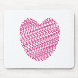 Pink Scribble Heart Mouse Pad