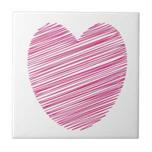 Pink Scribble Heart Tile