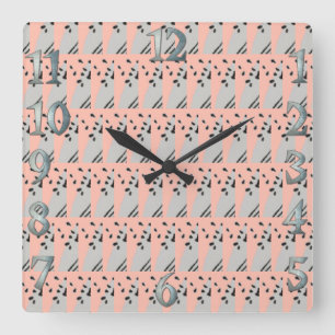 Pink Scribble square wall clock