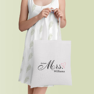 Pink Scribbled Heart Future Mrs Tote Bag