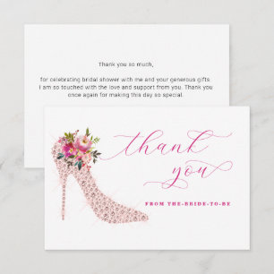 Pink Script Bridal Shower Thank You Card