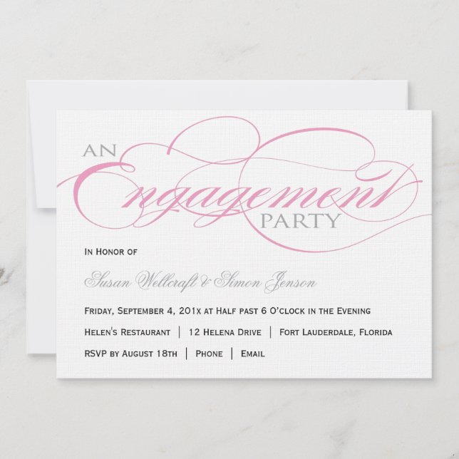 Pink Script Engagement Party Invitation (Front)