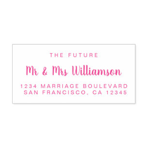 Pink Script Future Mr Mrs Wedding Return Address Self-inking Stamp