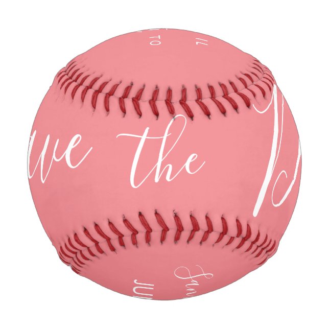 Pink Script Heart  Save the Dates   Baseball (Front)
