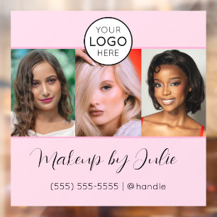 Pink Script Logo and Three Photo Makeup Studio