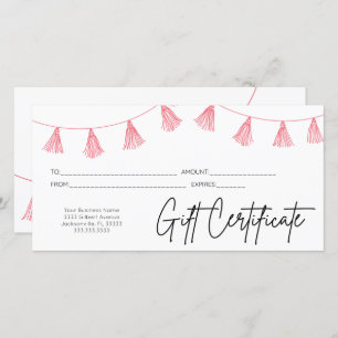 Pink Script Logo Business Gift Certificate