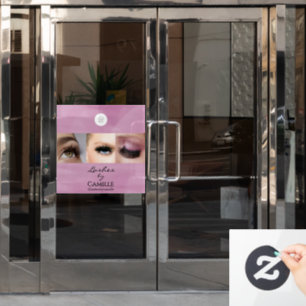 Pink Script Logo Photo Makeup Studio Window