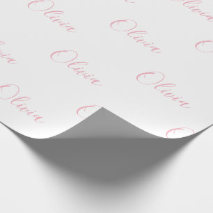 Pink Script Name Girly Elegant  Wrapping Paper