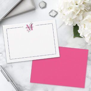 Pink Script Name Monogram Card
