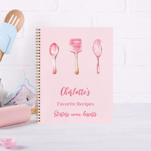 Pink script recipe cookbook notebook