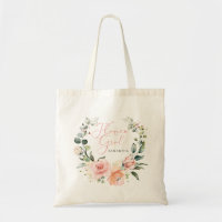 Pink Script Watercolor Floral Wreath Flower Girl