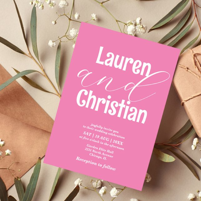 Pink Scripture Wedding Invitation (Creator Uploaded)