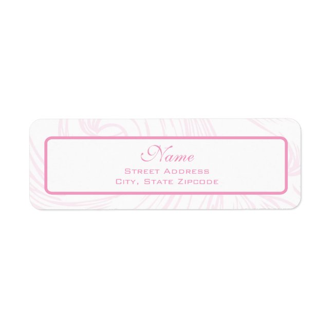 Pink Scroll Christening Address Label (Front)