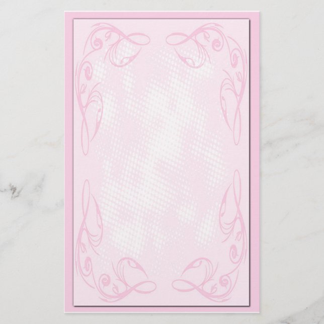 Pink Scroll Stationary Stationery (Front)