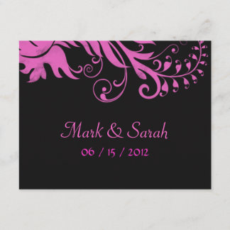 Pink Scrolling Fern II RSVP Card
