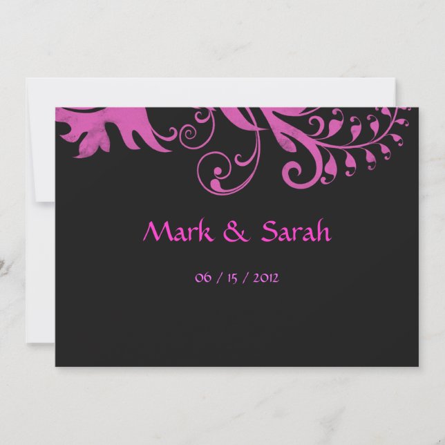 Pink Scrolling Fern Invitation (Front)