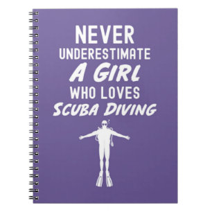 Pink Scuba Diving Gifts For Girls Diver Snorkellin Notebook