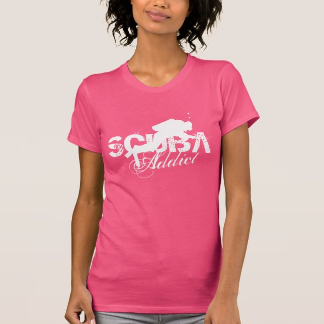 Pink scuba diving t shirt for women (Front)
